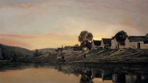 Ein Dorf in der Nähe von Bonnieres, 1861 von Charles Francois Daubigny