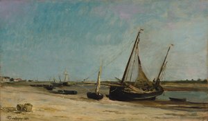 Boote an der Küste von Étaples, 1871 von Charles Francois Daubigny