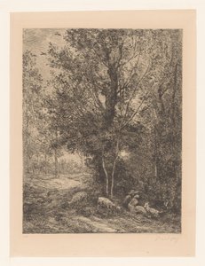 Wald mit ruhenden Ziegenhirten von Charles Francois Daubigny