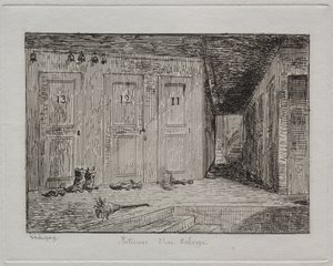 Innenraum eines Gasthauses von Charles Francois Daubigny