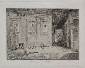 Innenraum eines Gasthauses, 1861 von Charles Francois Daubigny