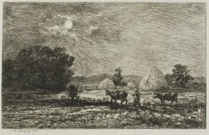 Mondschein in Valmondois von Charles Francois Daubigny