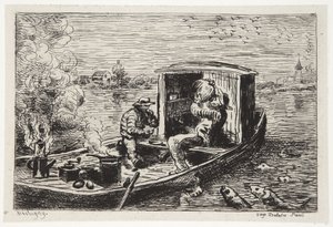 Eine Mahlzeit verschlingen von Charles Francois Daubigny