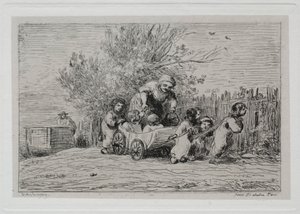 Die Bootsfahrt: Erbe des Karrens Die Kinder mit dem Karren, 1861 von Charles Francois Daubigny