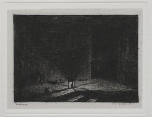 Die Bootsfahrt: Innenansicht eines Gasthauses Der Korridor eines Gasthauses, 1861