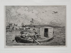 Die Bootsfahrt: Le Mot de Cambronne (Der Schimpfwortwechsel) von Charles Francois Daubigny