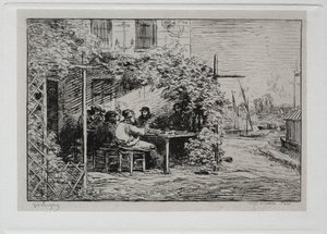 Die Bootsfahrt: Das Mittagessen vor dem Einschiffen in Asnières, 1861