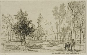 Der Esel am Wasserplatz von Charles Francois Daubigny