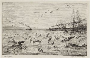 Die Fische freuen sich über die Abreise des Kabinenjungen von Charles Francois Daubigny
