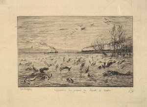 Die Fische freuen sich über die Abreise des Kabinenjungen, 1861 von Charles Francois Daubigny