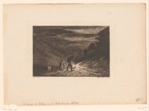 Zwei Wanderer mit Laterne