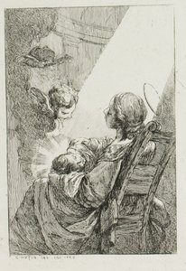 Die Jungfrau Maria wiegt das Jesuskind