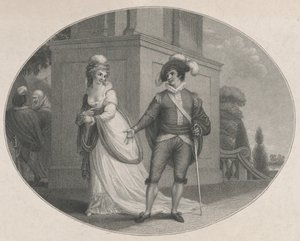 Beatrice und Benedick Shakespeare, Viel Lärm um nichts, Akt 4, Szene 1, August 12, 1784 von Charles Gauthier Playter