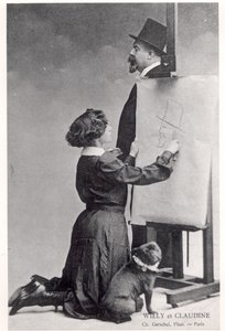 Postkarte mit Colette und ihrem Ehemann Willy