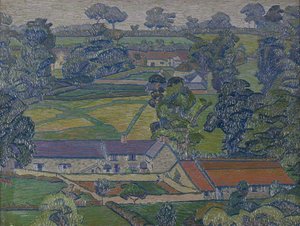 Landschaft mit Bauernhäusern, ca. 1912-13 von Charles Ginner