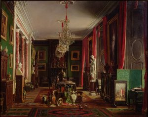 Innenansicht des Büros von Alfred Emilien (1811-92), Graf von Nieuwerkerke, Generaldirektor der kaiserlichen Museen, im Louvre, 1859