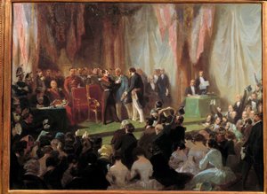 Prinz-Präsident Napoleon III. dekoriert Jean-Baptiste Pruvost mit der Ehrenlegion, 9. Juni 1850 in Saint-Quentin