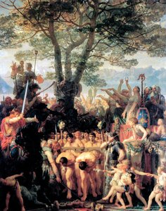 Die Helvetier zwingen die Römer, unter dem Joch hindurchzugehen, 1858