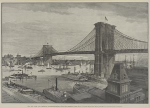 Die New York und Brooklyn Hängebrücke von der Brooklyn-Seite, späte 1800er