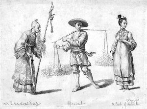 Drei chinesische Figuren, 18. Jahrhundert
