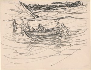 Das Rettungsboot zu Wasser lassen von Charles H. Woodbury