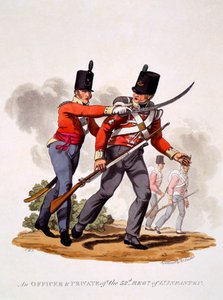 Uniform des Offiziers und Soldaten des 52. Regiments der leichten Infanterie, graviert von Joseph Constantine Stadler