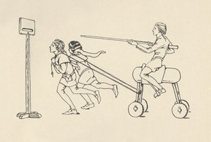 Jungen spielen beim Reiten auf der Quintain Romanze von Alexander, um 1340. Bodleian, 1931