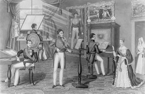 Das Wunder von Windsor: Der Künstler, Dichter, Geiger, hier sehen wir, und alles ist Tweedle-dum und Tweedle-dee, um 1841 von Charles Hunt