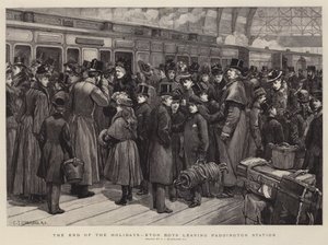 Das Ende der Ferien, Eton-Jungen verlassen den Bahnhof Paddington