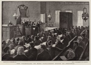 Das Volksraad, oder Boer-Parlamentshaus in Pretoria von Charles J. Staniland