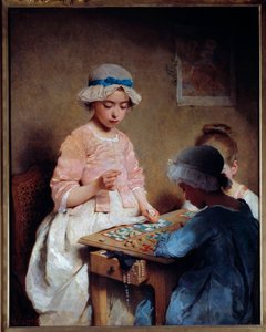 Die Lotteriepartie. Gemälde von Charles Chaplin (1865)