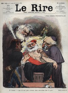 Emile Loubet - Freie Präsidentenrenten - Herr Loubet - Es ist schwer, ihre Überzeugungen in meine Haut zu bekommen! - (Charles Leandre (1862-1934) verspottet den Staat, die Kirche und die Armee am Krankenbett von Präsident LOUBET, bedeckt mit maçonischen u