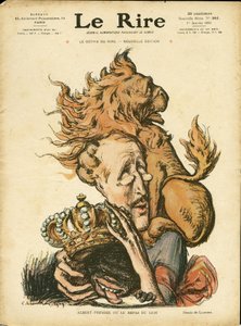Illustration von Charles Leandre (1862-1934) in Le Rire, 01/01/10 - Belgien - Löwe/Tiger, Albert 1er (Belgien)