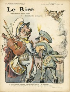 Illustration von Charles Leandre (1862-1934) für das Cover von Le Rire, 26/06/09 - Rührendes Interview - Musik, Gitarre - Wilhelm II., Nikolaus II. von Charles Leandre