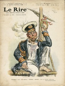 Illustration von Charles Leandre (1862-1934) für das Cover von Le Rire, 28/05/10 - England Großbritannien, Wahnsinn, Maritime Marine Küste, Rauchen, Tabak - George V (1865-1936) von Charles Leandre