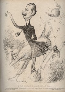 Mr. Paul Deschanel, der neue Präsident der Kammer - Karikatur von Charles Leandre (1862-1934) in „Le Rire“ 1898