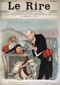 Der Präsident in Nizza - Der französische Präsident Félix Faure traf Königin Victoria in Nizza - Karikatur von Charles Leandre (1862-1934) in „Le Rire“ vom 23. April 1898 von Charles Leandre