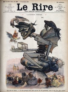 Die Leute von Le Mans: Es fliegt fast so gut wie unser Geflügel, aber es muss zäher sein. Karikatur von Wilbur Wright an Bord seines Flugzeugs „Model A“ bei einer Demonstration in Le Mans. von Charles Leandre