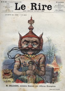 Théophile Delcassé (1852-1923), französischer Politiker - Le Gotha du Rire, Nr. XXXVI, M. Delcassé, siamesischer Außenminister - Karikatur von Charles Léandre - (6. Dezember 1902) von Charles Leandre