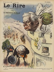 Besuch von Präsident Loubet von Frankreich in Italien. Illustration für Le Rire