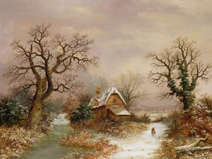 Rotkäppchen im Schnee, 19. Jahrhundert von Charles Leaver