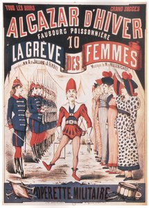 Plakat für die Operette La Grève des femmes von A. de Villebichot, 1879-1880