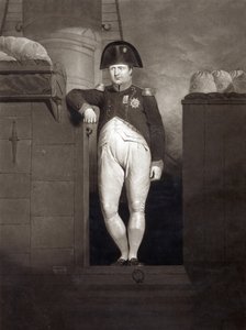 Napoleon Bonaparte auf der Gangway der HMS Bellerophon nach Erreichen des Plymouth Sound, August 1815, graviert von Charles Turner
