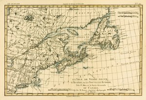 Ostkanada, Neufundland, Neuschottland und St. John Island, aus Atlas de Toutes les Parties Connues du Globe Terrestre von Guillaume Raynal (1713-96), veröffentlicht von J. L. Pellet, Genf, 1780 von Charles Marie Rigobert Bonne