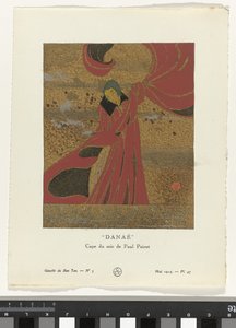 Gazette du Bon Ton, 1914 - Nr. 5, Pl. 47: Danaë / Abendmantel von Paul Poiret von Charles Martin