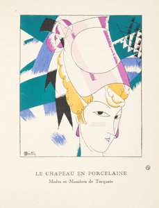 Le Chapeau en Porcelaine, aus einer Sammlung von Modeplatten, 1920 (Pochoir-Druck)