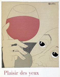 Freude der Augen - in Monseigneur le vin, Zeichnung von Charles Martin, Faszikel der Etablissements Nicolas von Charles Martin