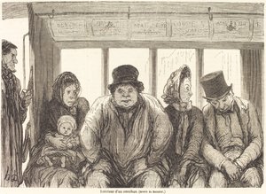 Innenraum eines Omnibusses [untere Hälfte] von Charles Maurand after Honoré Daumier