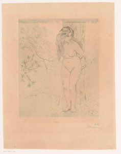 Eva, die sich an einen Baum lehnt von Charles Maurin (signed by artist)