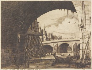 Ein Bogen der Pont Notre-Dame von Charles Meryon